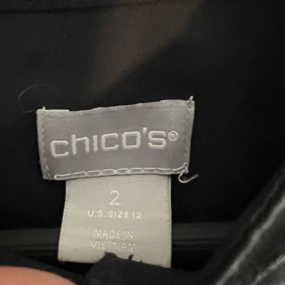 Chicos Top Womens 2 US 12 Black Floral Button Down Sheer Boho Tunic Artsy - Picture 8 of 10